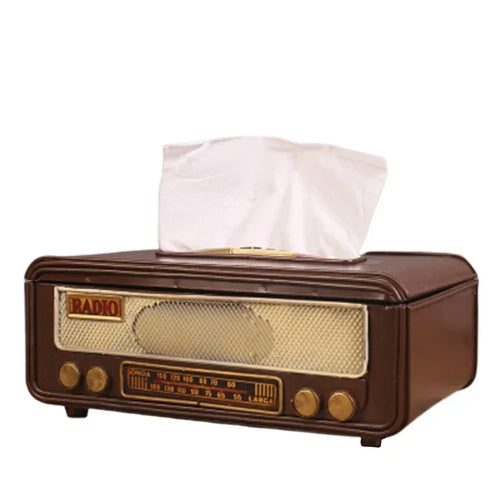 🎁Retro Radio Shape Tissue Box – Paper Towel & Napkin Holder for Home, Bar, Office