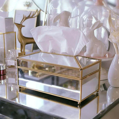 ✨Luxury Mirror Glass Tissue Box – Waterproof Paper Towel Holder✨