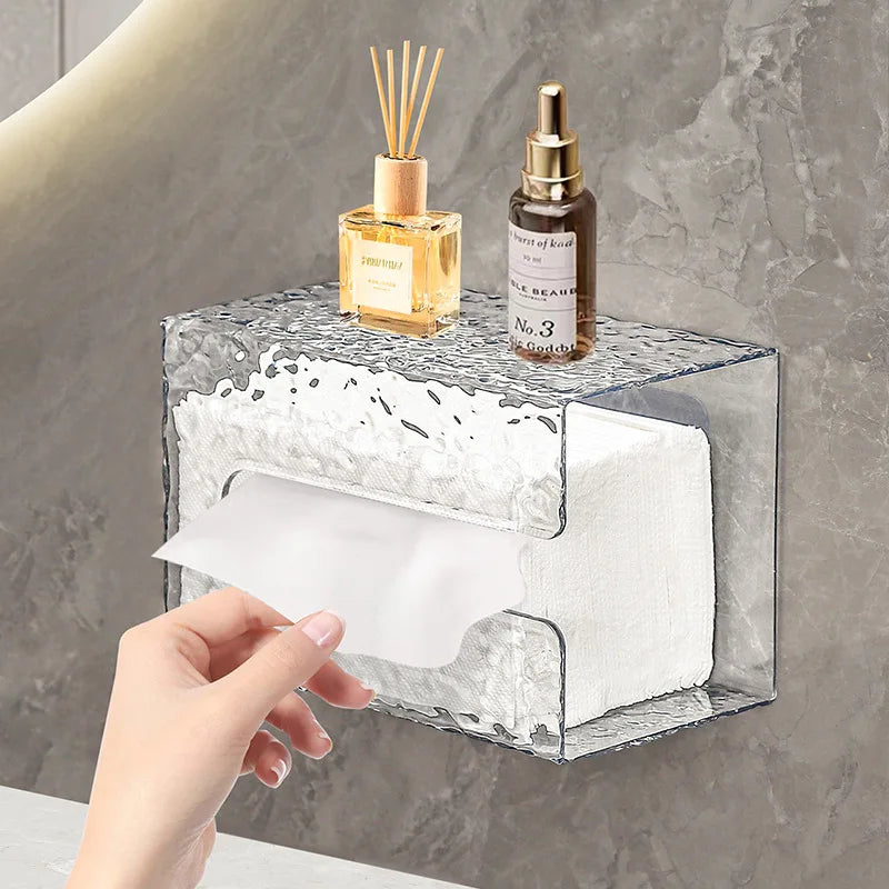 ❄️Bathroom Tissue Holder –✨ Wall-Mounted Acrylic Glacier Style